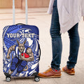 Personalized North Melbourne Kangaroos Luggage Cover Polynesian Tribal Kangaroo Mascot With Hibiscus Floral Art