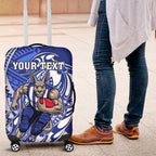 Personalized North Melbourne Kangaroos Luggage Cover Polynesian Tribal Kangaroo Mascot With Hibiscus Floral Art