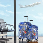 Personalized North Melbourne Kangaroos Luggage Cover Polynesian Tribal Kangaroo Mascot With Hibiscus Floral Art