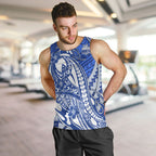 Personalized North Melbourne Kangaroos Men Tank Top Polynesian Tribal Kangaroo Mascot With Hibiscus Floral Art