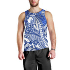 Personalized North Melbourne Kangaroos Men Tank Top Polynesian Tribal Kangaroo Mascot With Hibiscus Floral Art