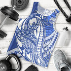 Personalized North Melbourne Kangaroos Men Tank Top Polynesian Tribal Kangaroo Mascot With Hibiscus Floral Art