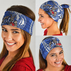 Personalized North Melbourne Kangaroos Neck Gaiter Polynesian Tribal Kangaroo Mascot With Hibiscus Floral Art
