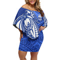 Personalized North Melbourne Kangaroos Off Shoulder Short Dress Polynesian Tribal Kangaroo Mascot With Hibiscus Floral Art