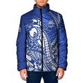 Personalized North Melbourne Kangaroos Padded Jacket Polynesian Tribal Kangaroo Mascot With Hibiscus Floral Art