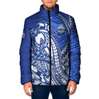 Personalized North Melbourne Kangaroos Padded Jacket Polynesian Tribal Kangaroo Mascot With Hibiscus Floral Art