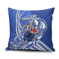 Personalized North Melbourne Kangaroos Pillow Cover Polynesian Tribal Kangaroo Mascot With Hibiscus Floral Art
