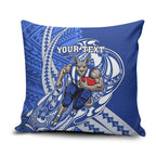 Personalized North Melbourne Kangaroos Pillow Cover Polynesian Tribal Kangaroo Mascot With Hibiscus Floral Art