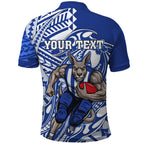 Personalized North Melbourne Kangaroos Polo Shirt Polynesian Tribal Kangaroo Mascot With Hibiscus Floral Art