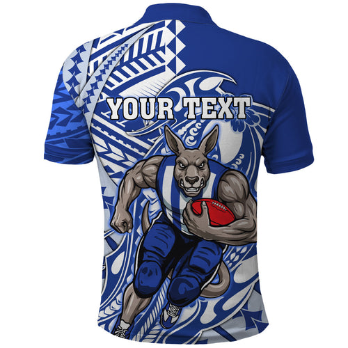 Personalized North Melbourne Kangaroos Polo Shirt Polynesian Tribal Kangaroo Mascot With Hibiscus Floral Art