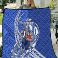 Personalized North Melbourne Kangaroos Quilt Polynesian Tribal Kangaroo Mascot With Hibiscus Floral Art