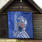Personalized North Melbourne Kangaroos Quilt Polynesian Tribal Kangaroo Mascot With Hibiscus Floral Art