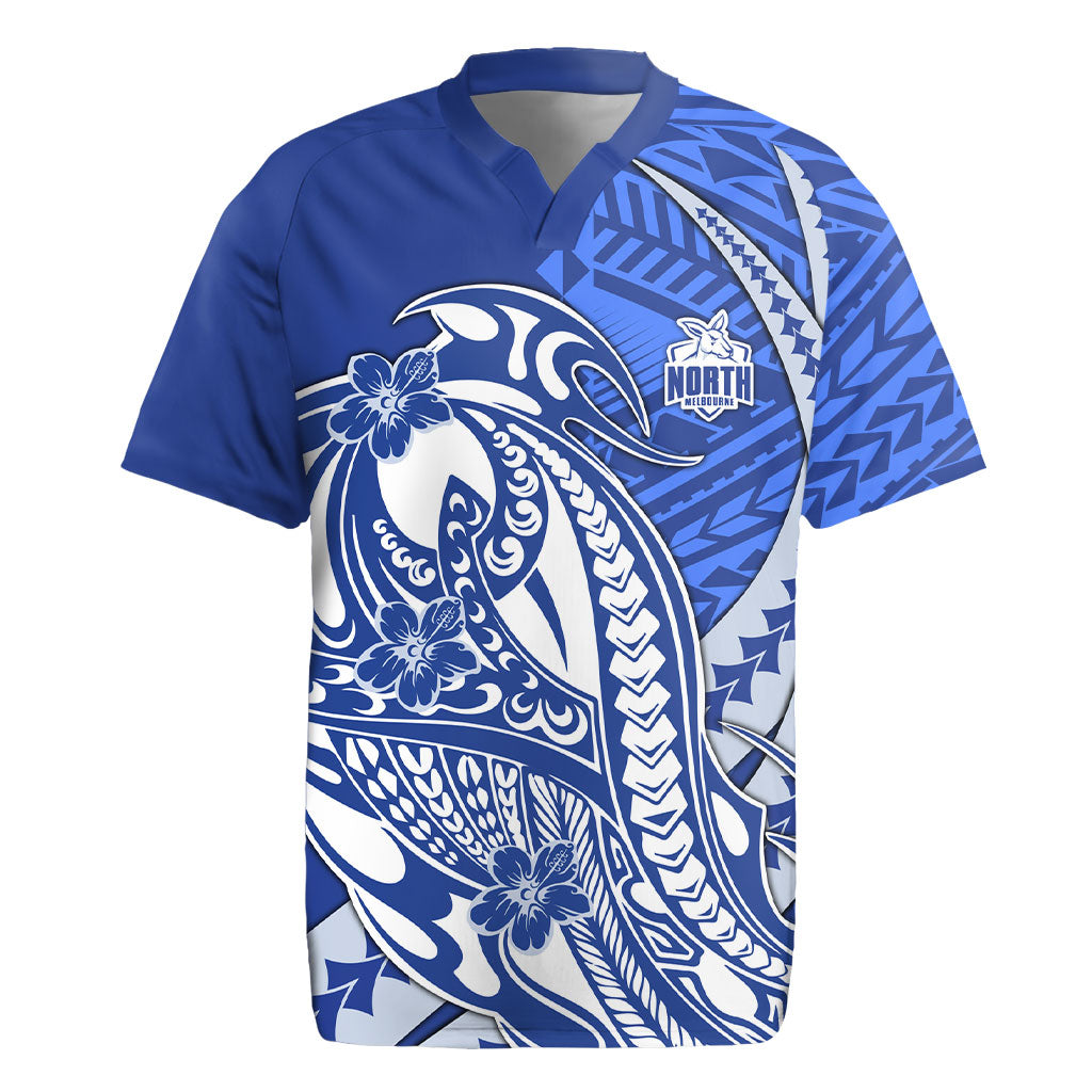 Personalized North Melbourne Kangaroos Rugby Jersey Polynesian Tribal Kangaroo Mascot With Hibiscus Floral Art
