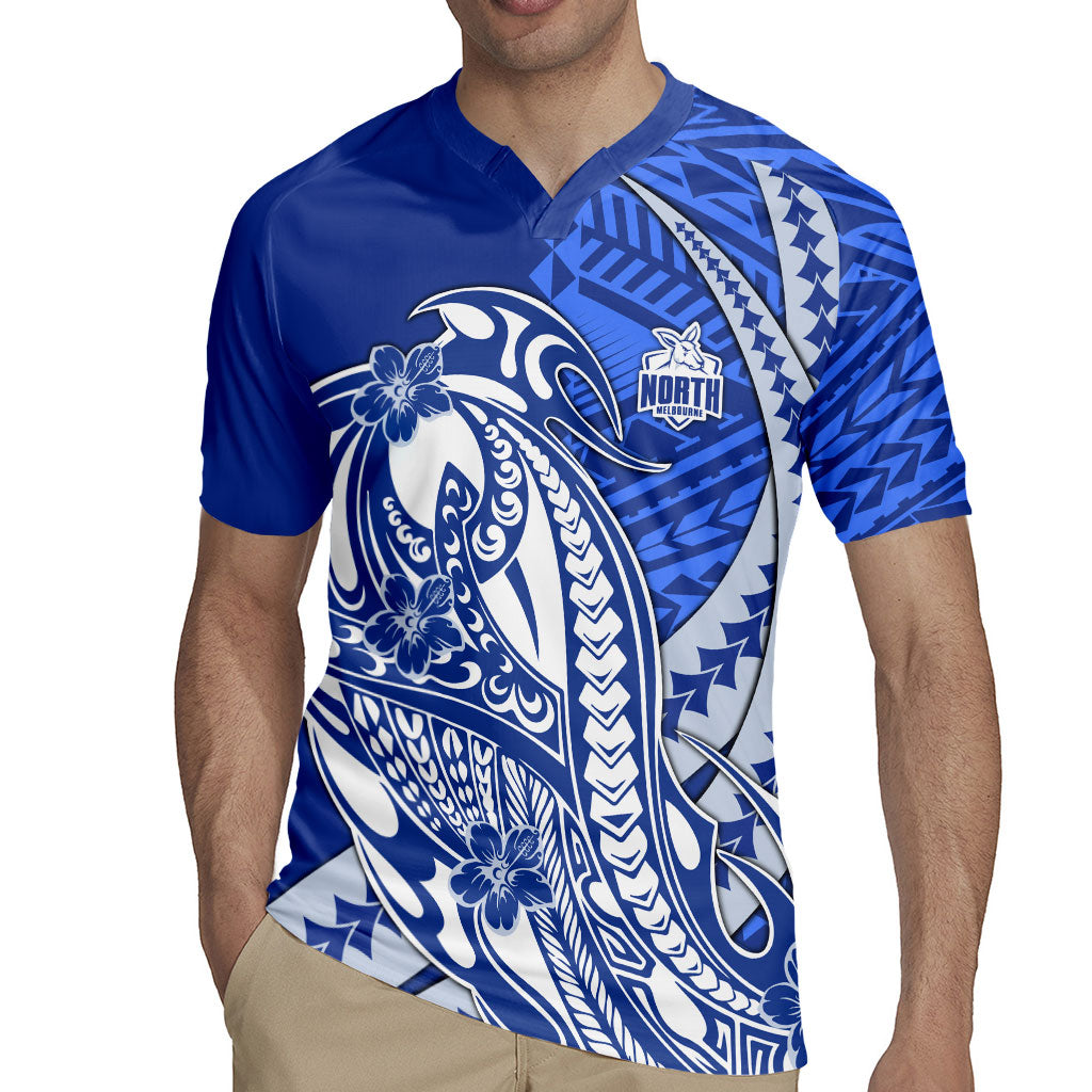 Personalized North Melbourne Kangaroos Rugby Jersey Polynesian Tribal Kangaroo Mascot With Hibiscus Floral Art