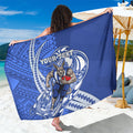 Personalized North Melbourne Kangaroos Sarong Polynesian Tribal Kangaroo Mascot With Hibiscus Floral Art