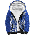 Personalized North Melbourne Kangaroos Sherpa Hoodie Polynesian Tribal Kangaroo Mascot With Hibiscus Floral Art
