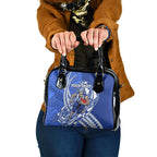 Personalized North Melbourne Kangaroos Shoulder Handbag Polynesian Tribal Kangaroo Mascot With Hibiscus Floral Art