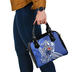 Personalized North Melbourne Kangaroos Shoulder Handbag Polynesian Tribal Kangaroo Mascot With Hibiscus Floral Art