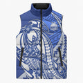 Personalized North Melbourne Kangaroos Sleeveless Puffer Jacket Polynesian Tribal Kangaroo Mascot With Hibiscus Floral Art
