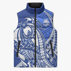 Personalized North Melbourne Kangaroos Sleeveless Puffer Jacket Polynesian Tribal Kangaroo Mascot With Hibiscus Floral Art