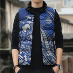 Personalized North Melbourne Kangaroos Sleeveless Puffer Jacket Polynesian Tribal Kangaroo Mascot With Hibiscus Floral Art