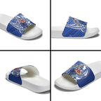 Personalized North Melbourne Kangaroos Slide Sandals Polynesian Tribal Kangaroo Mascot With Hibiscus Floral Art