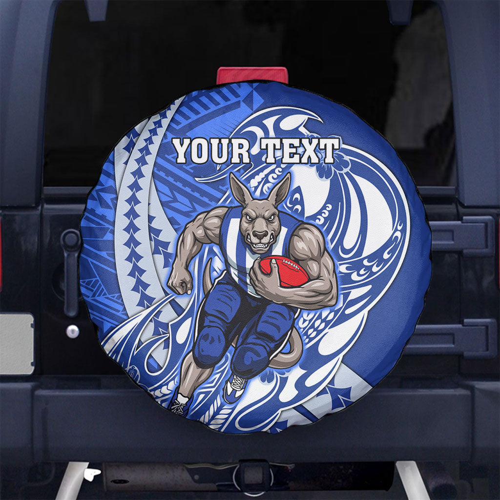 Personalized North Melbourne Kangaroos Spare Tire Cover Polynesian Tribal Kangaroo Mascot With Hibiscus Floral Art