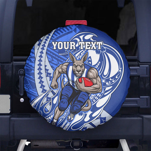Personalized North Melbourne Kangaroos Spare Tire Cover Polynesian Tribal Kangaroo Mascot With Hibiscus Floral Art
