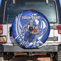 Personalized North Melbourne Kangaroos Spare Tire Cover Polynesian Tribal Kangaroo Mascot With Hibiscus Floral Art