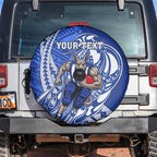 Personalized North Melbourne Kangaroos Spare Tire Cover Polynesian Tribal Kangaroo Mascot With Hibiscus Floral Art