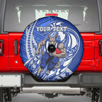 Personalized North Melbourne Kangaroos Spare Tire Cover Polynesian Tribal Kangaroo Mascot With Hibiscus Floral Art