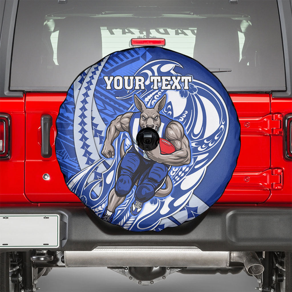Personalized North Melbourne Kangaroos Spare Tire Cover Polynesian Tribal Kangaroo Mascot With Hibiscus Floral Art