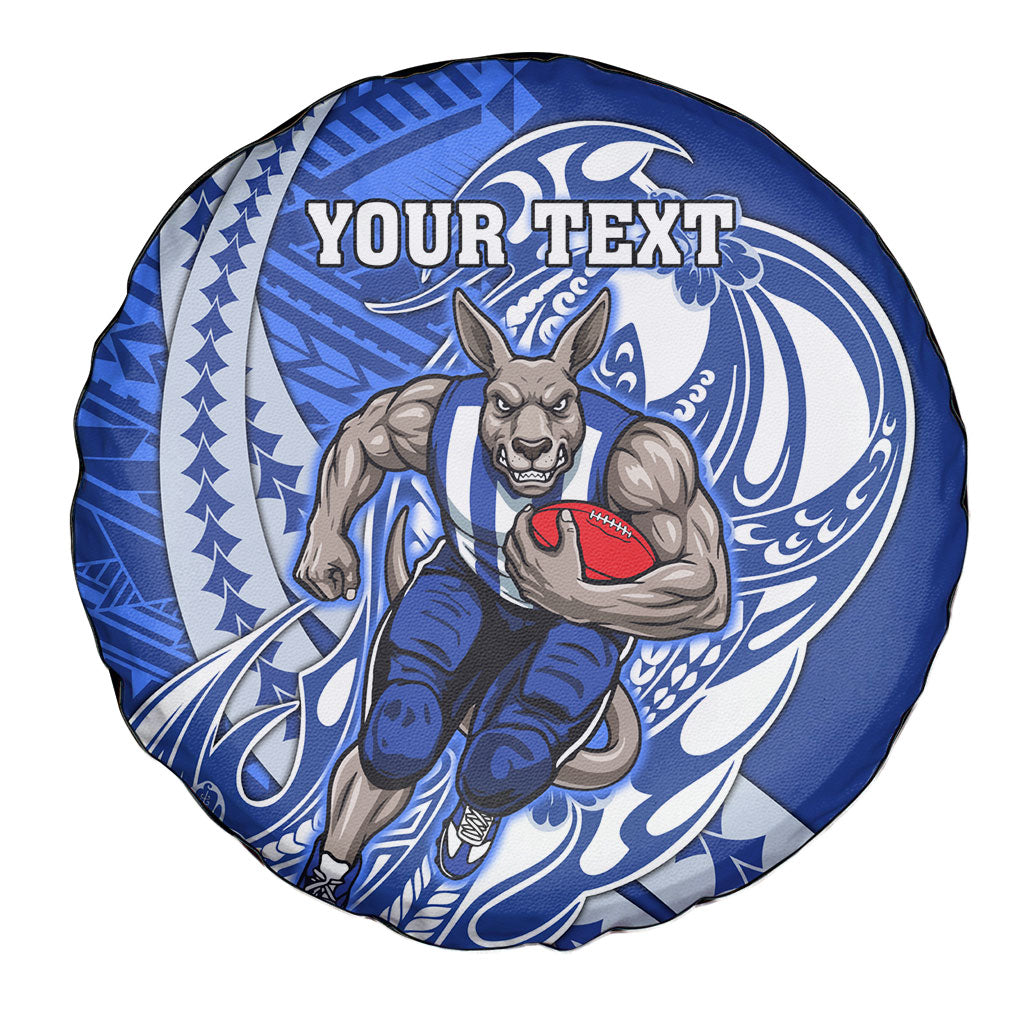 Personalized North Melbourne Kangaroos Spare Tire Cover Polynesian Tribal Kangaroo Mascot With Hibiscus Floral Art