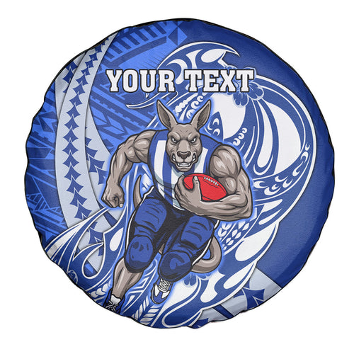 Personalized North Melbourne Kangaroos Spare Tire Cover Polynesian Tribal Kangaroo Mascot With Hibiscus Floral Art