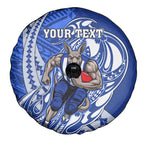 Personalized North Melbourne Kangaroos Spare Tire Cover Polynesian Tribal Kangaroo Mascot With Hibiscus Floral Art