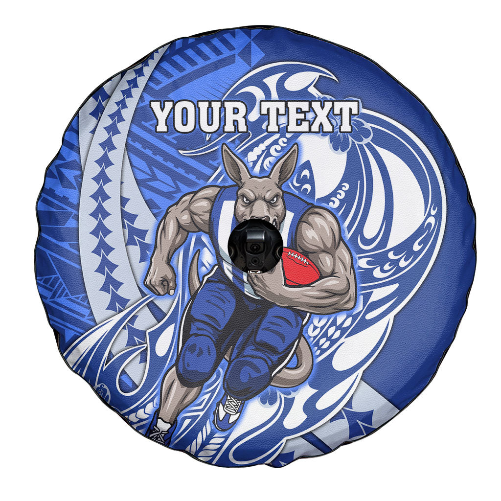 Personalized North Melbourne Kangaroos Spare Tire Cover Polynesian Tribal Kangaroo Mascot With Hibiscus Floral Art
