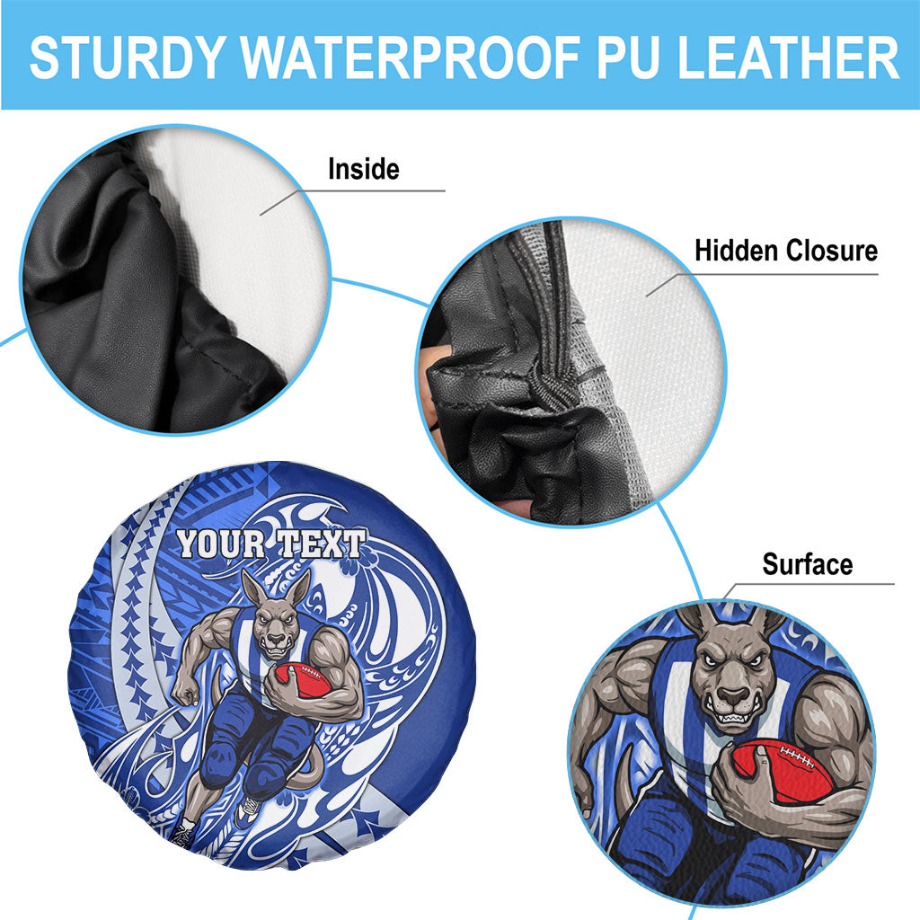 Personalized North Melbourne Kangaroos Spare Tire Cover Polynesian Tribal Kangaroo Mascot With Hibiscus Floral Art