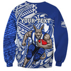 Personalized North Melbourne Kangaroos Sweatshirt Polynesian Tribal Kangaroo Mascot With Hibiscus Floral Art