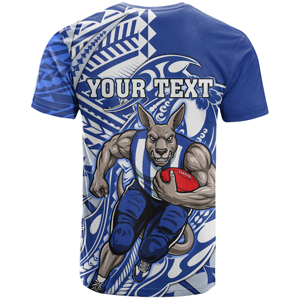 Personalized North Melbourne Kangaroos T Shirt Polynesian Tribal Kangaroo Mascot With Hibiscus Floral Art