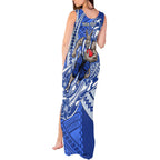 Personalized North Melbourne Kangaroos Tank Maxi Dress Polynesian Tribal Kangaroo Mascot With Hibiscus Floral Art
