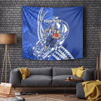 Personalized North Melbourne Kangaroos Tapestry Polynesian Tribal Kangaroo Mascot With Hibiscus Floral Art