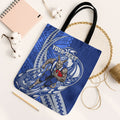Personalized North Melbourne Kangaroos Tote Bag Polynesian Tribal Kangaroo Mascot With Hibiscus Floral Art