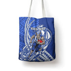 Personalized North Melbourne Kangaroos Tote Bag Polynesian Tribal Kangaroo Mascot With Hibiscus Floral Art