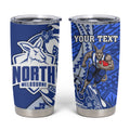 Personalized North Melbourne Kangaroos Tumbler Cup Polynesian Tribal Kangaroo Mascot With Hibiscus Floral Art