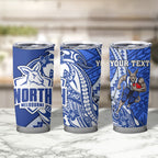 Personalized North Melbourne Kangaroos Tumbler Cup Polynesian Tribal Kangaroo Mascot With Hibiscus Floral Art