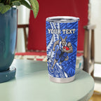 Personalized North Melbourne Kangaroos Tumbler Cup Polynesian Tribal Kangaroo Mascot With Hibiscus Floral Art