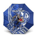 Personalized North Melbourne Kangaroos Umbrella Polynesian Tribal Kangaroo Mascot With Hibiscus Floral Art