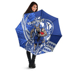 Personalized North Melbourne Kangaroos Umbrella Polynesian Tribal Kangaroo Mascot With Hibiscus Floral Art