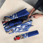 Personalized North Melbourne Kangaroos Umbrella Polynesian Tribal Kangaroo Mascot With Hibiscus Floral Art