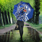 Personalized North Melbourne Kangaroos Umbrella Polynesian Tribal Kangaroo Mascot With Hibiscus Floral Art